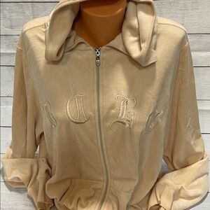 BCBG Maxazria Velour Women's Full Zip Track Jacket Embellished Plus 2X Logo